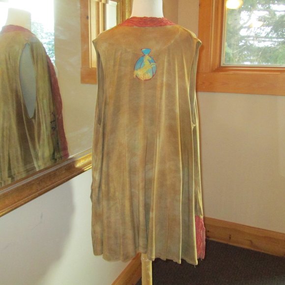 Blue Fish 1999 Straight Dress in Cricket with Long Steel Pony Painted Modal Vest - Picture 12 of 12